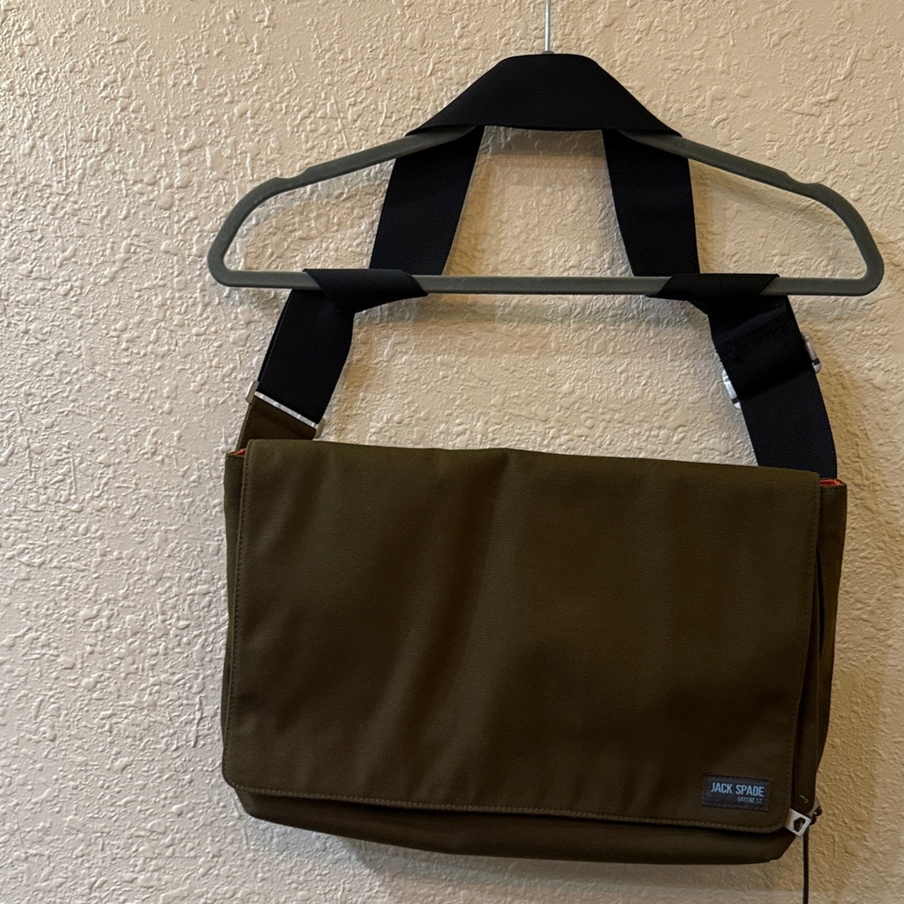 Jack Spade Olive Green Messenger Bag with Black Strap